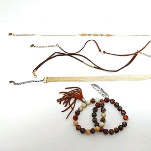 Assortment chokers and stone bead bracelets